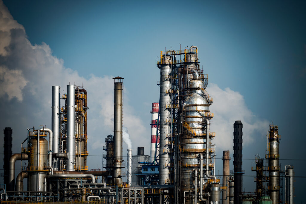 Petrochemical plant with blue sky